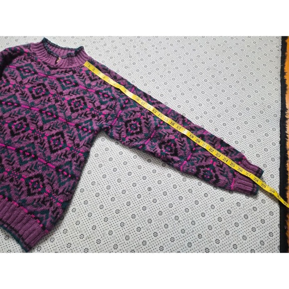 American Eagle Outfitters Women's Geometric Knit Sweater Purple Pink Teal Size S - Picture 7 of 7